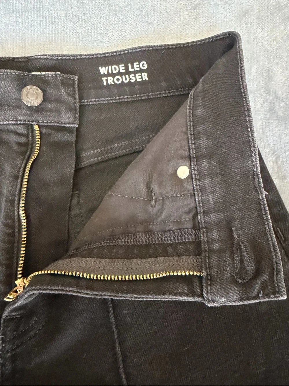 J.Crew Pintuck Denim Black High-Rise Wide-Leg Women's trouser Size 28